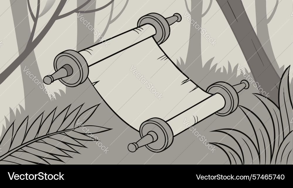 Ancient unrolled scroll with autumn leaves vector image