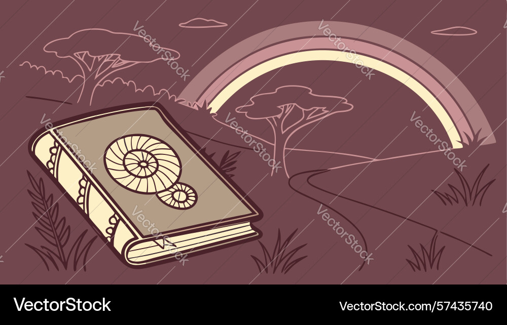 Book with ancient shell fossil design generative vector image