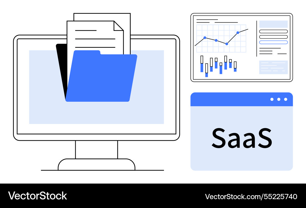 Digital data management with saas interface Digital data management with saas interface vector image