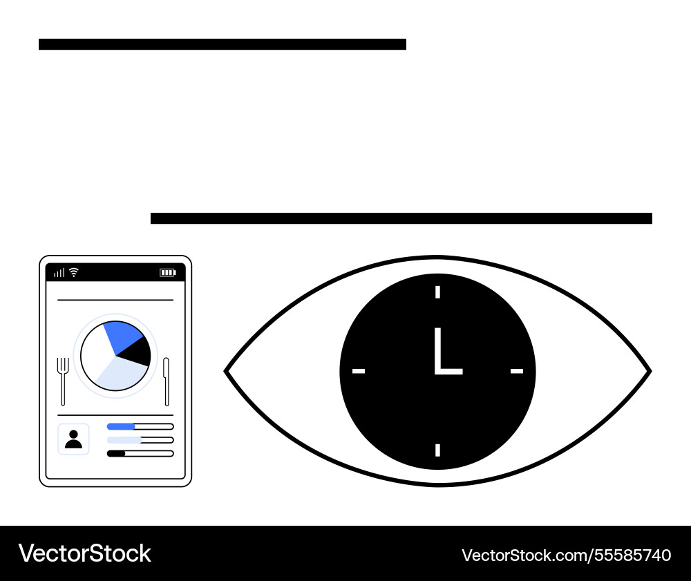 Mobile interface with analytics and clock inside Mobile interface with analytics and clock inside vector image
