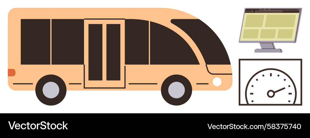 Modern Shuttle Bus with Digital Display Vector Image