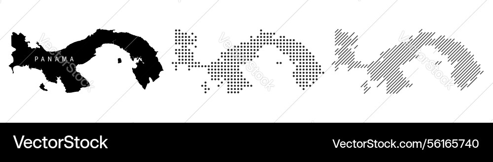 Panama silhouette map and two patterns of dots Vector Image