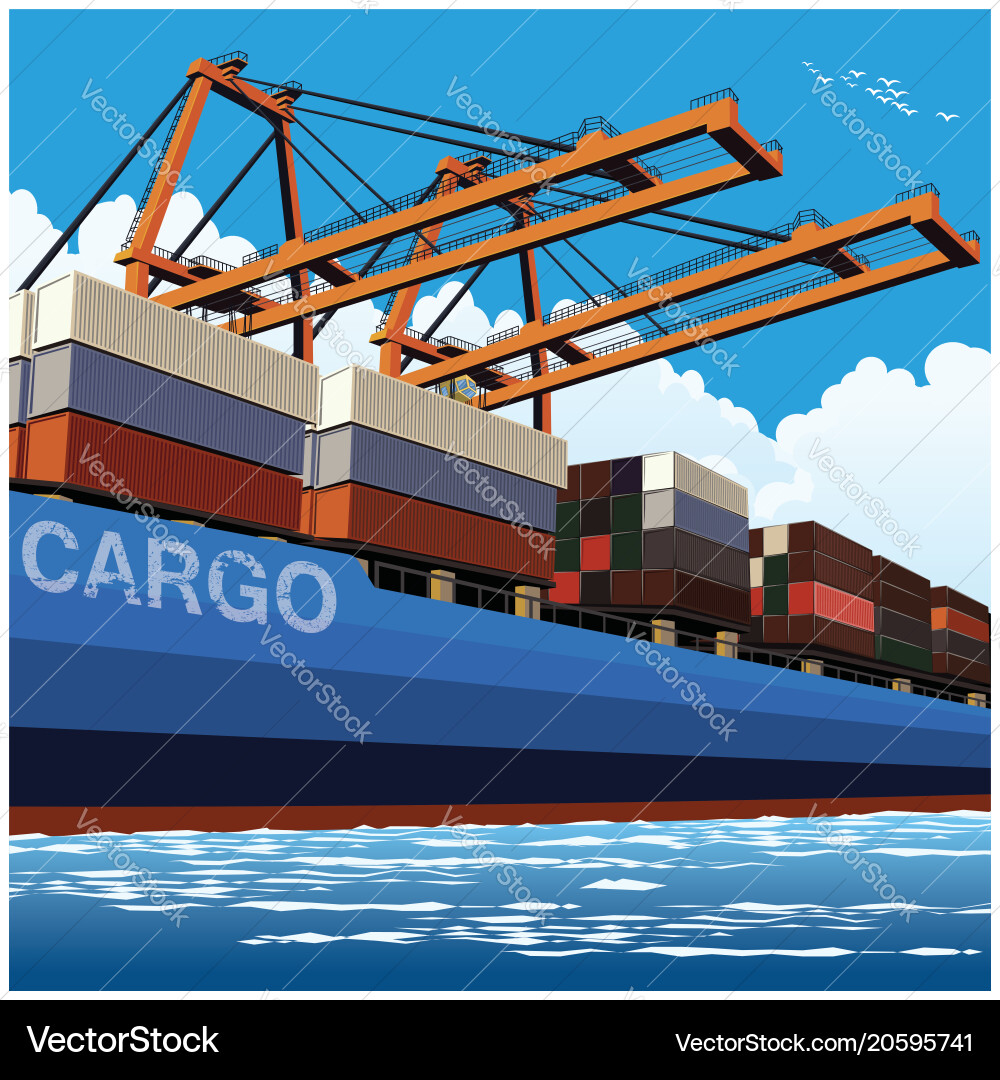 Container Loading at Port Vector Image
