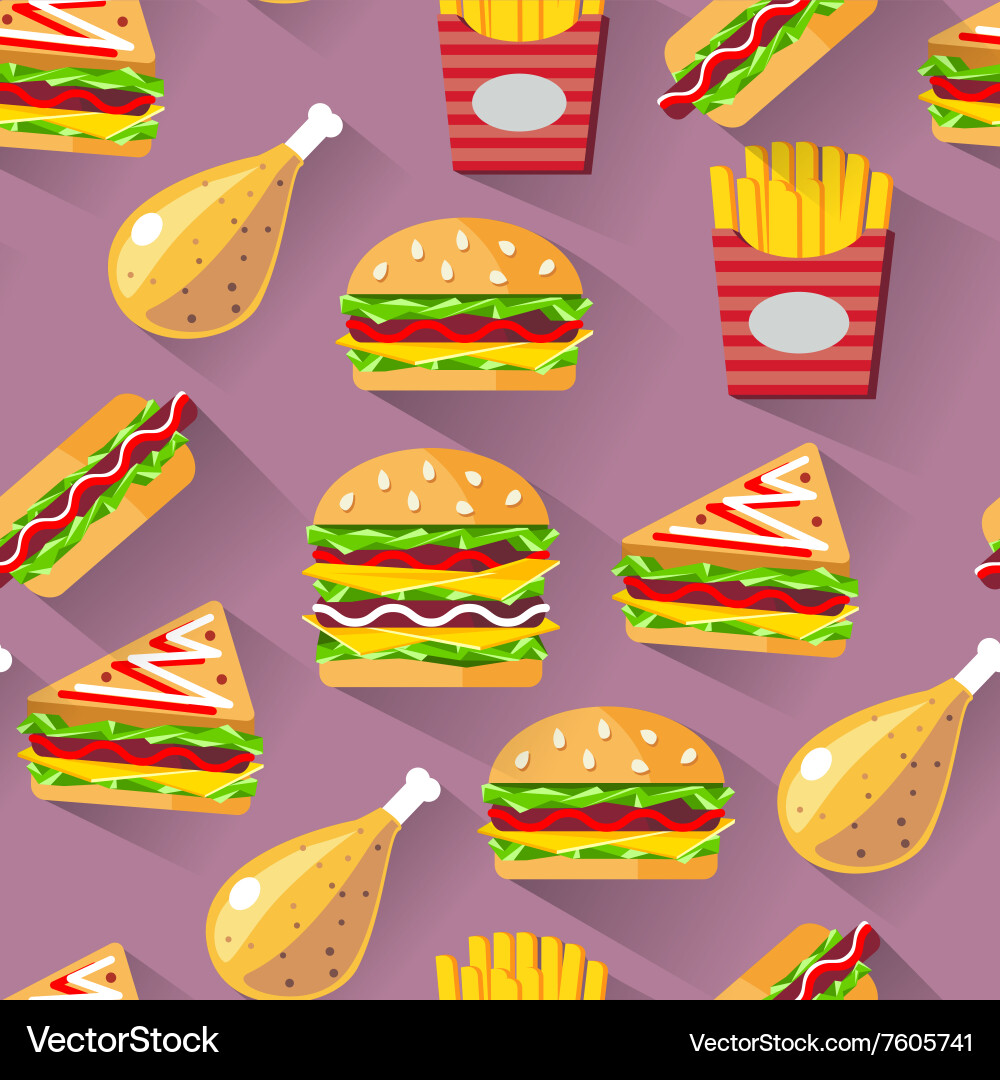 Fast Food Pattern - Seamless vector image