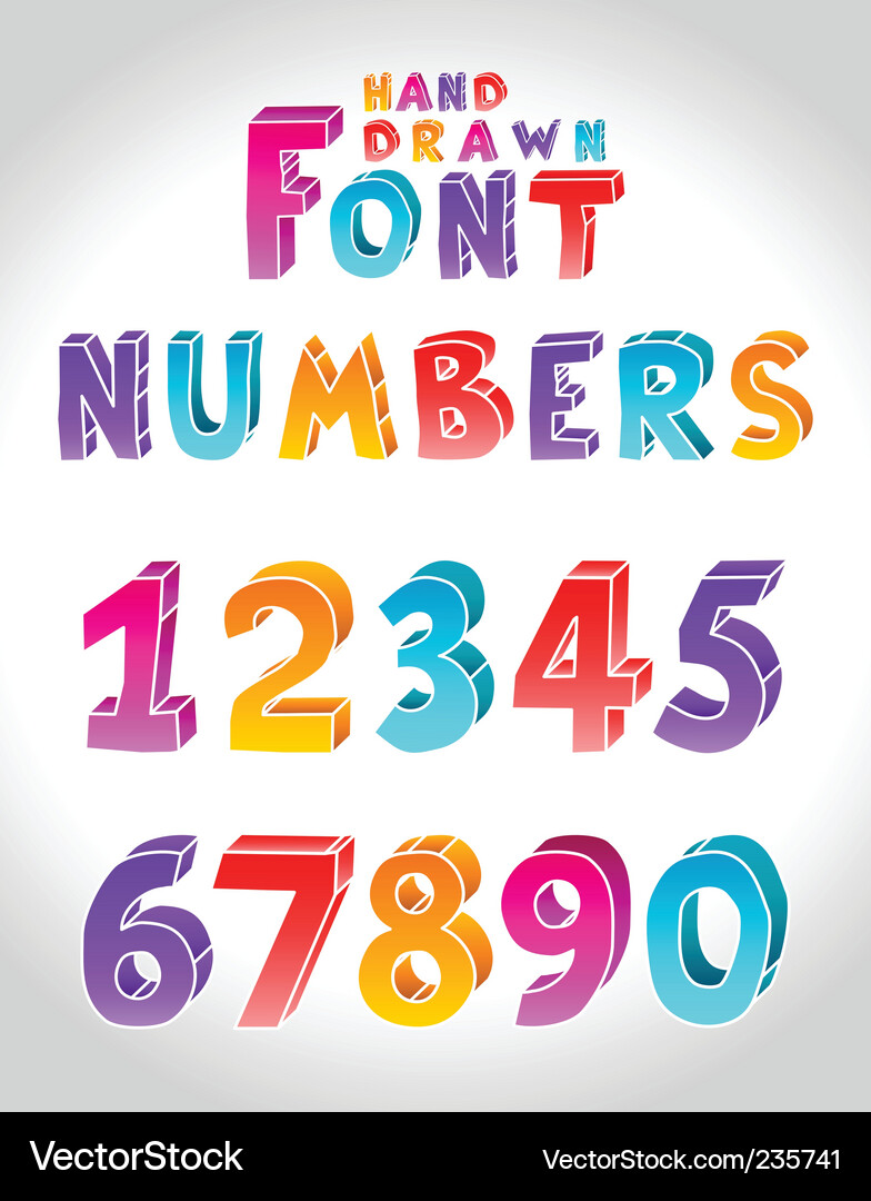 Hand Drawn Number Font Vector Image
