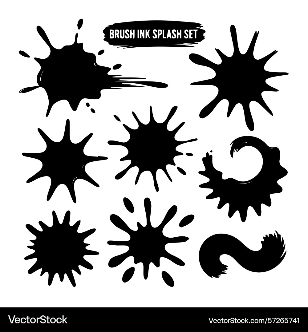 Ink splash splatter set design element Vector Image