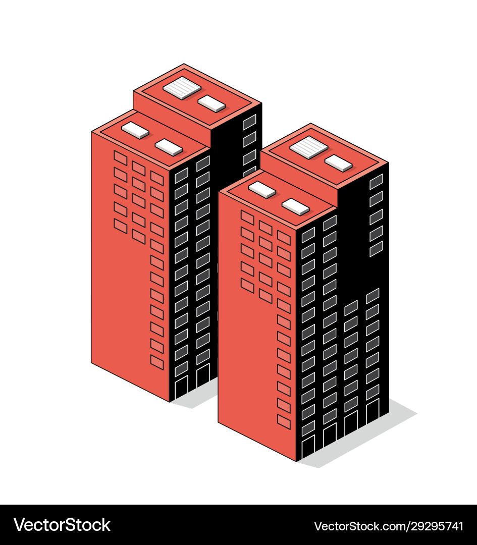Isometric 3d module block district part Isometric 3d module block district part vector image