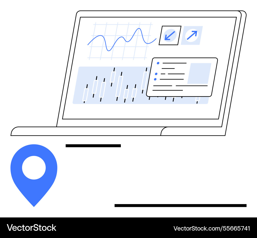 Laptop displaying analytics dashboard Laptop displaying analytics dashboard vector image
