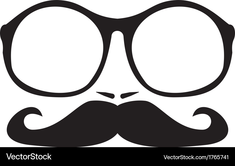 Man with Huge Nerd Glasses & Mustache Vector Image
