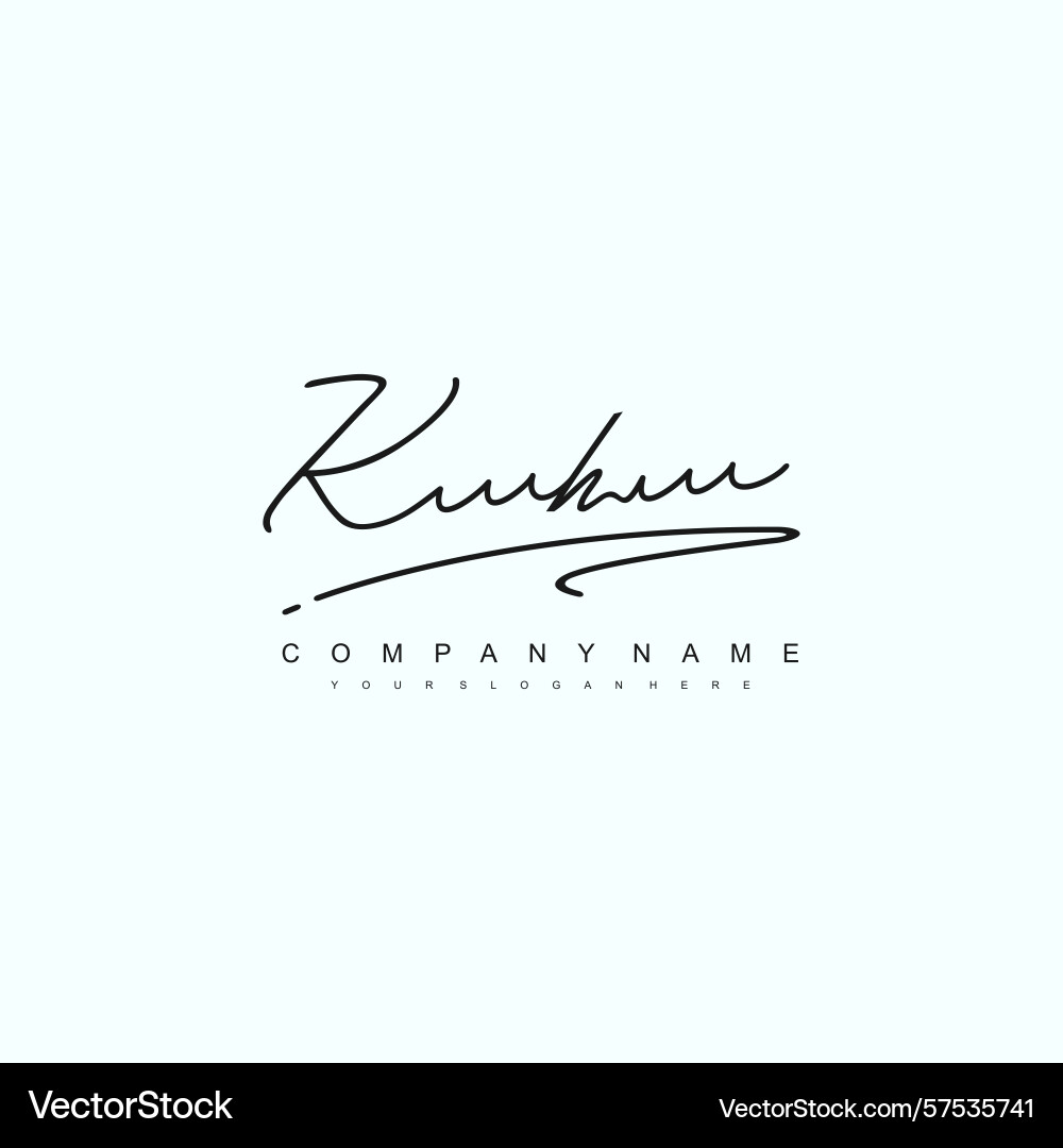 Minimal signature logo design with kh initials Minimal signature logo design with kh initials Vector Image