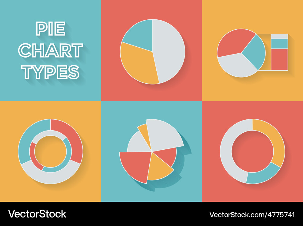 Pie chart types - set of infographic elements vector image