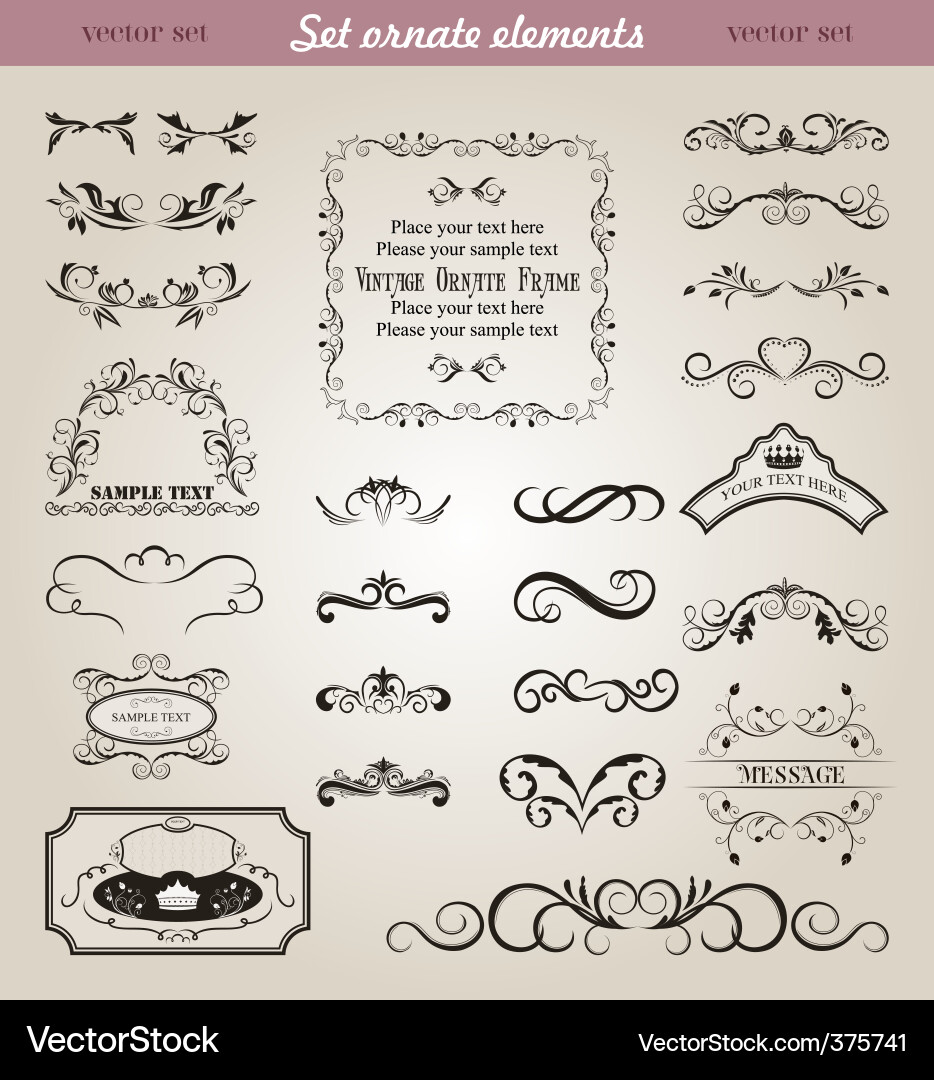Vintage Decorative Elements Set Vector Free Download Vintage