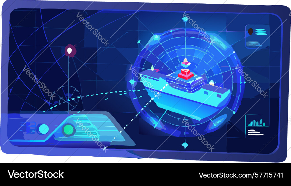 Ship radar system interface design generative ai vector image