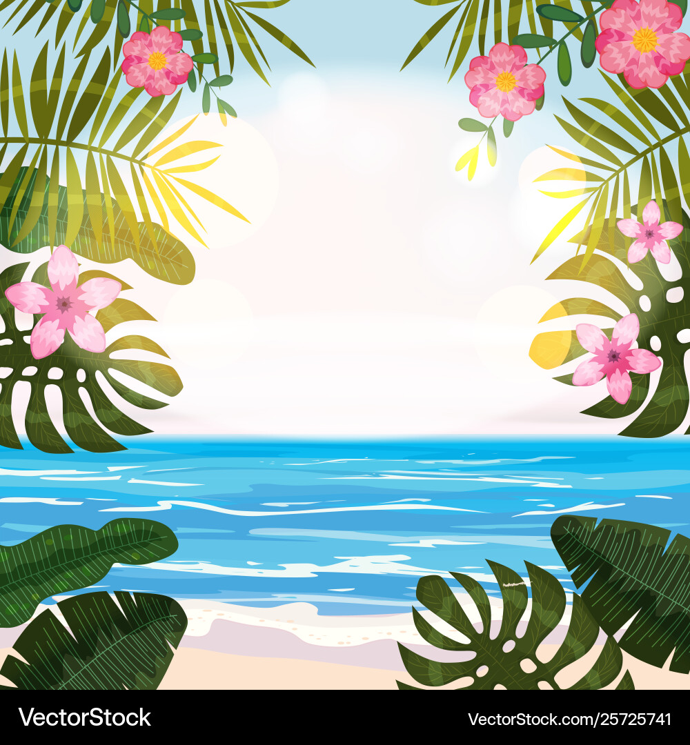 Summer tropical background with exotic floral Summer tropical background with exotic floral vector image