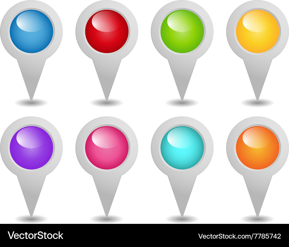 8 blank map pointers Vector Image