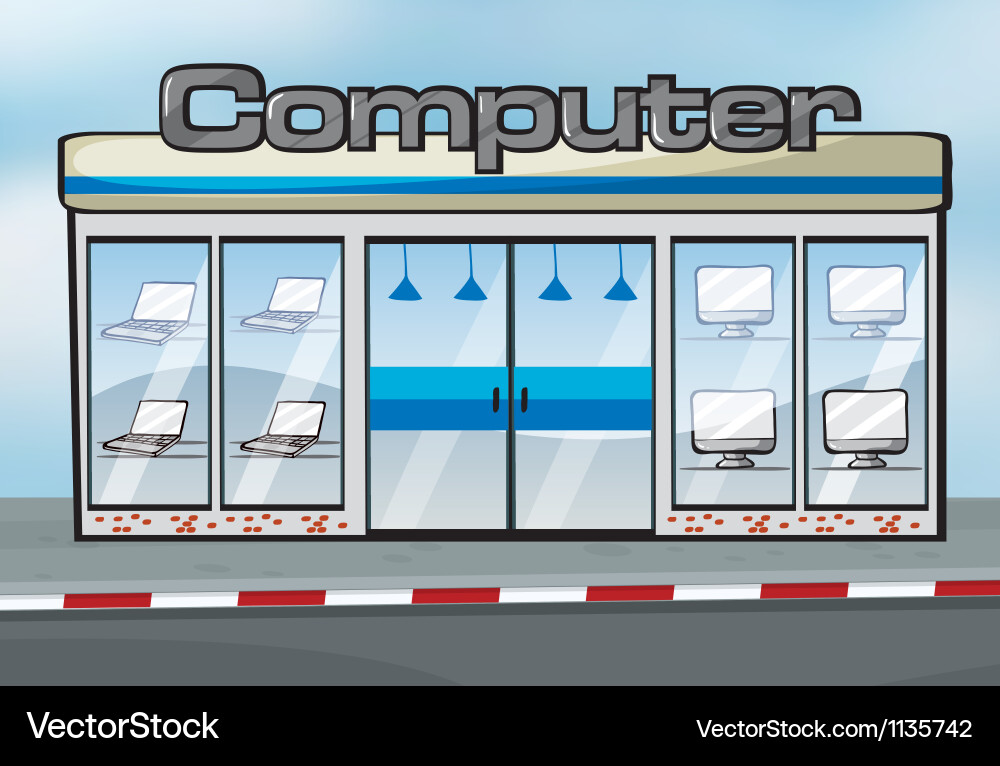A computer shop Vector Image