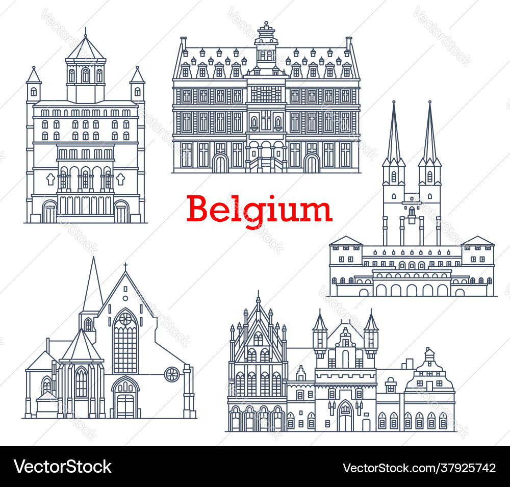 Belgium architecture buildings travel landmarks Vector Image