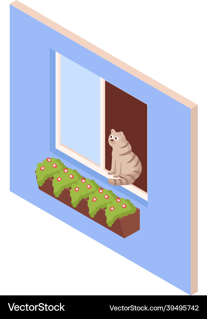 Cat on window icon vector image