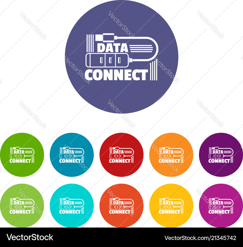 Data connect icons set color vector image