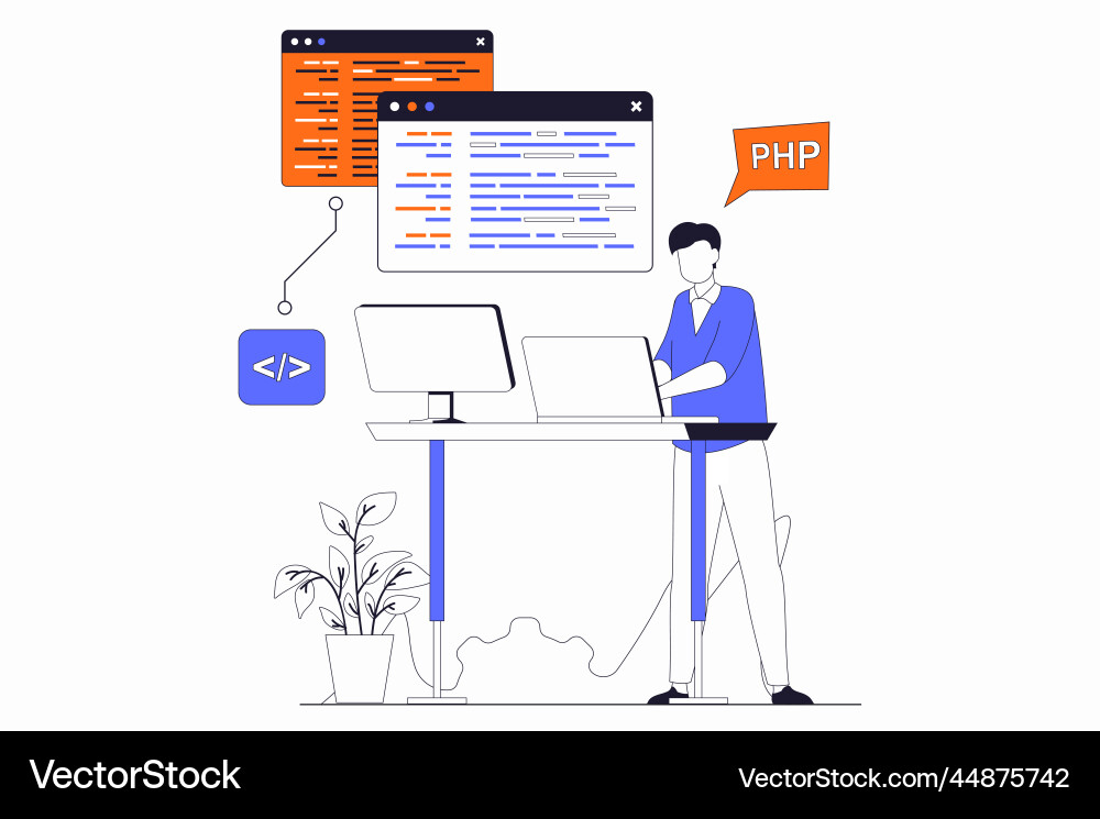 Development and programming concept with people Development and programming concept with people vector image