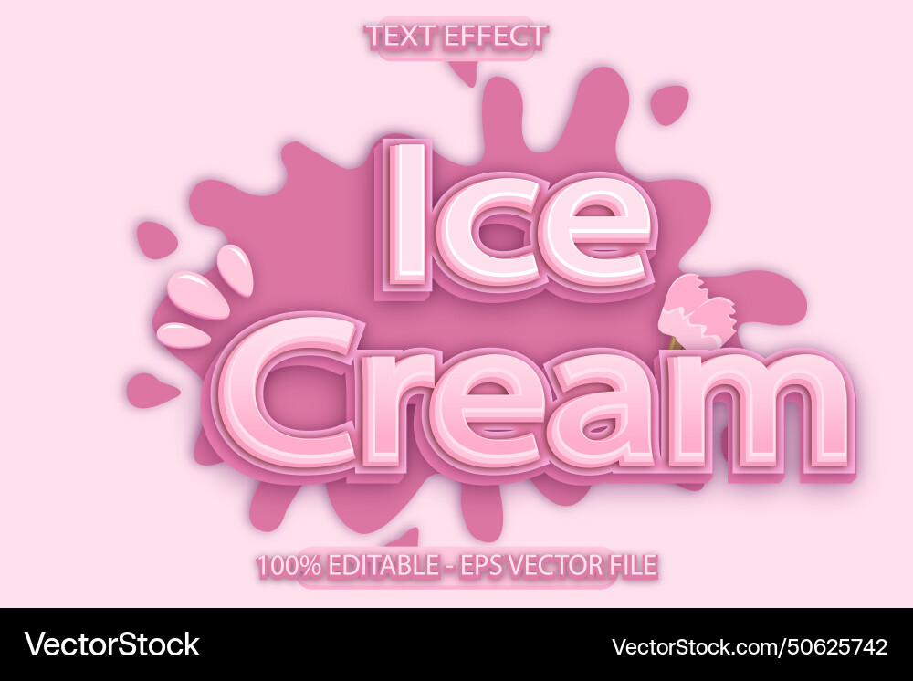 Ice cream editable text effect 3d emboss style Ice cream editable text effect 3d emboss style Vector Image