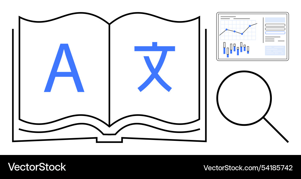 Language translation and data analysis with open Language translation and data analysis with open Vector Image