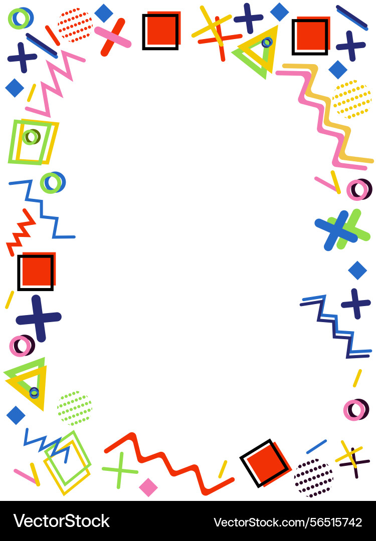 Memphis style frame with copyspace in the middle Memphis style frame with copyspace in the middle Vector Image