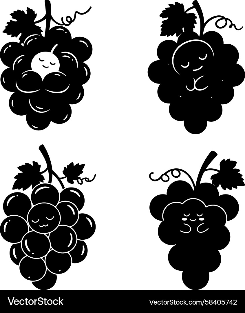 Stylized Grape Cluster Set Vector Image