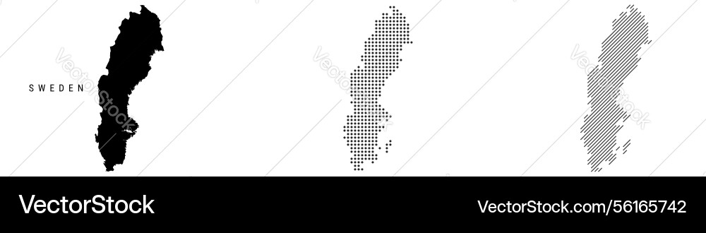 Sweden silhouette map and two patterns of dots Vector Image