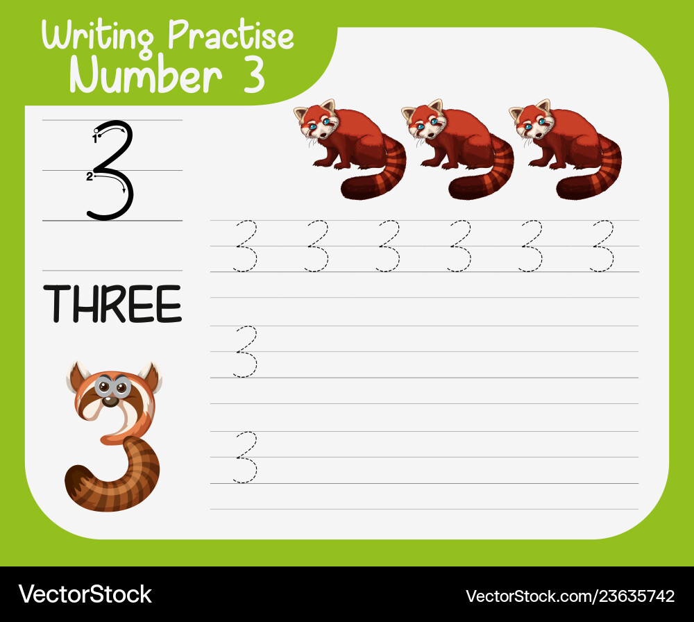 Writing practise number three vector image