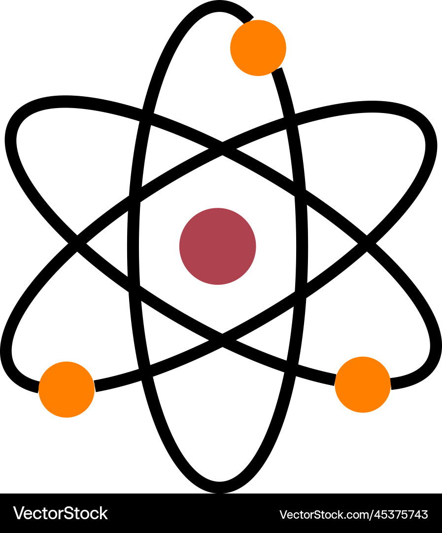 Atom model icon physics symbol science sign Vector Image