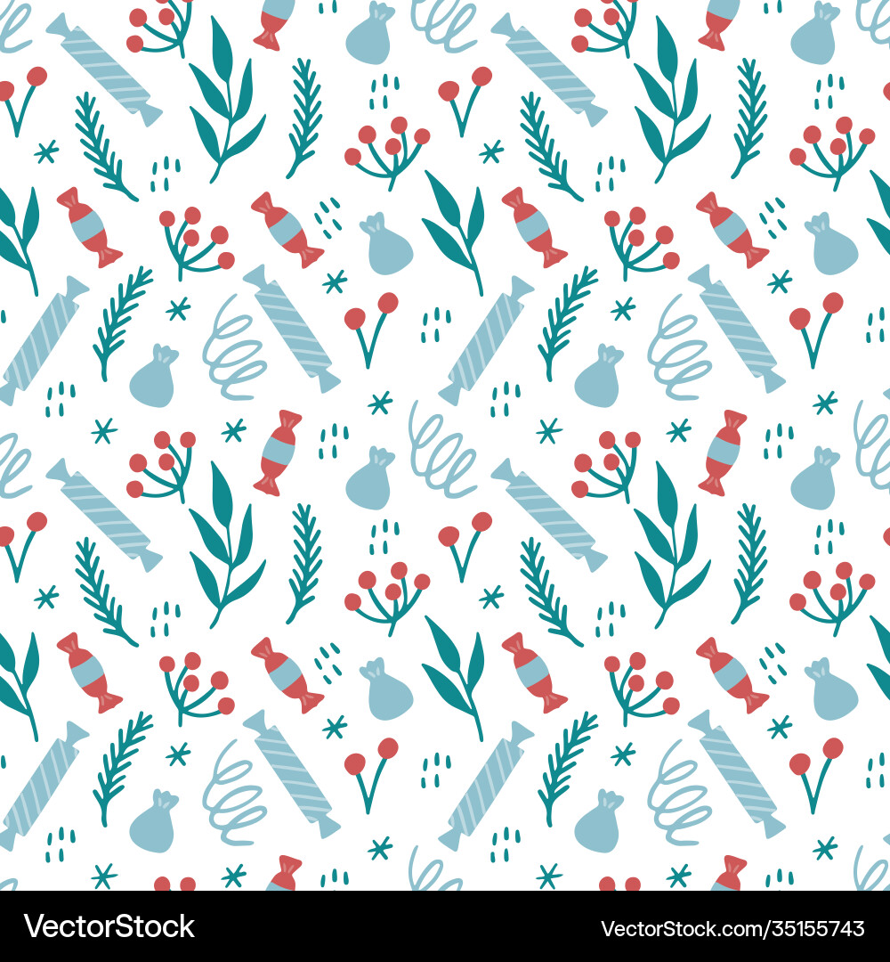 Christmas floral seamless pattern Christmas floral seamless pattern vector image