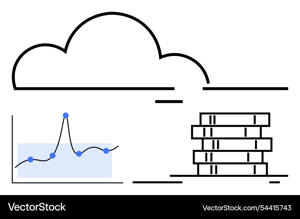 Cloud computing and data visualization symbolizing Cloud computing and data visualization symbolizing vector image