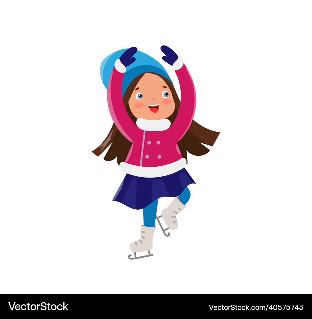 Cute teen girl figure ice skating at winter Cute teen girl figure ice skating at winter vector image