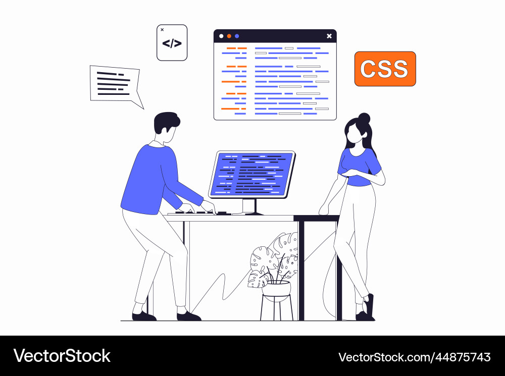 Development and programming concept with people Development and programming concept with people vector image