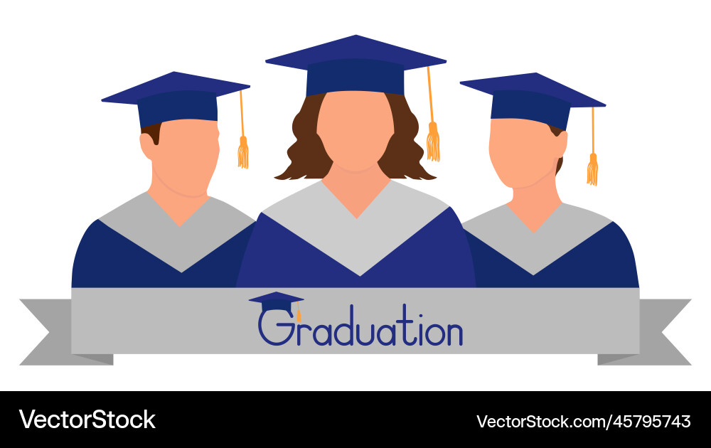 Graduate Students In Gown And Graduation Cap Vector Image Graduate Students In Gown And Graduation Cap Vector Image