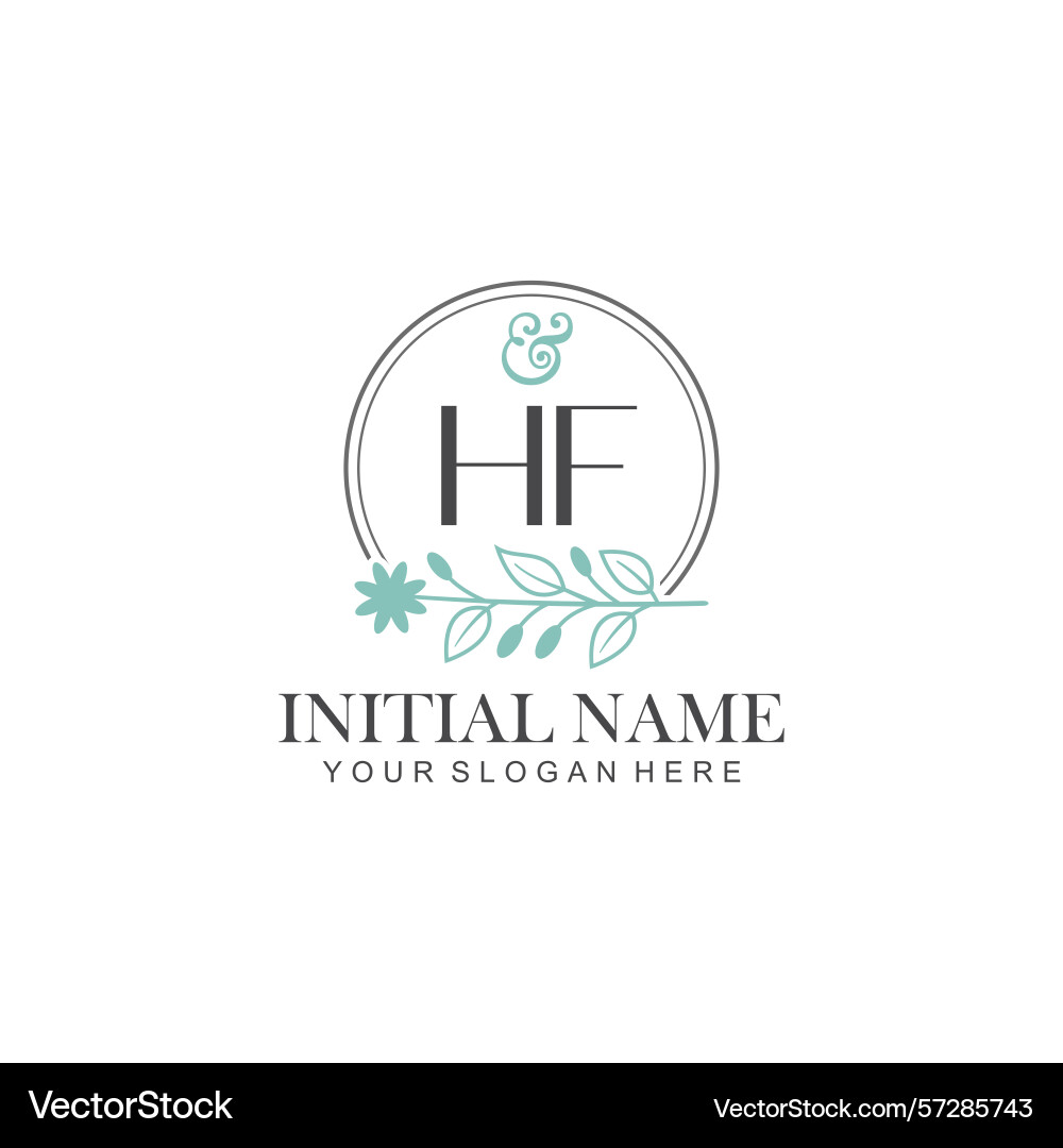 Hf initial logo templates with botanical elements Hf initial logo templates with botanical elements vector image