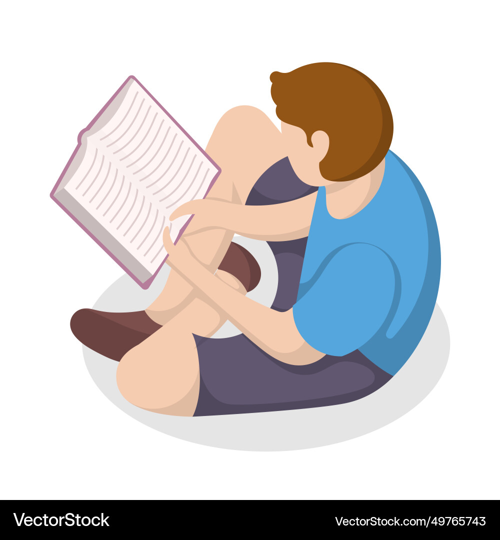 Man Reading Book - Isometric Style vector image