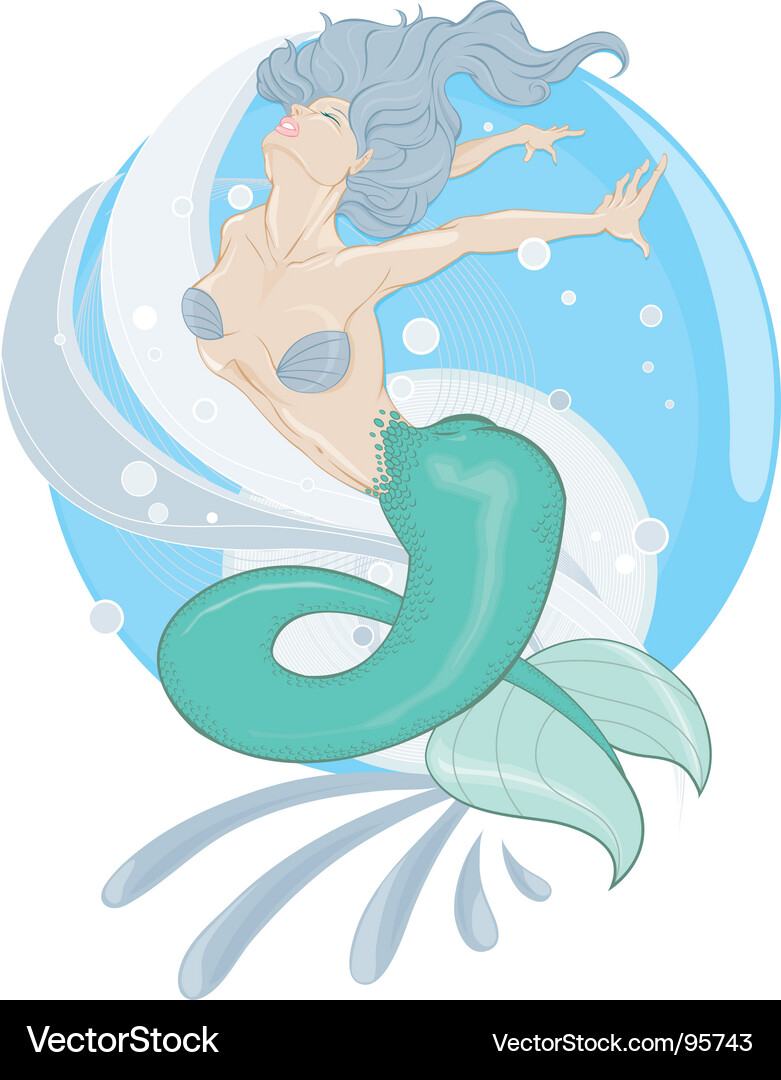 Mystical Mermaid in Underwater Scene Vector Image