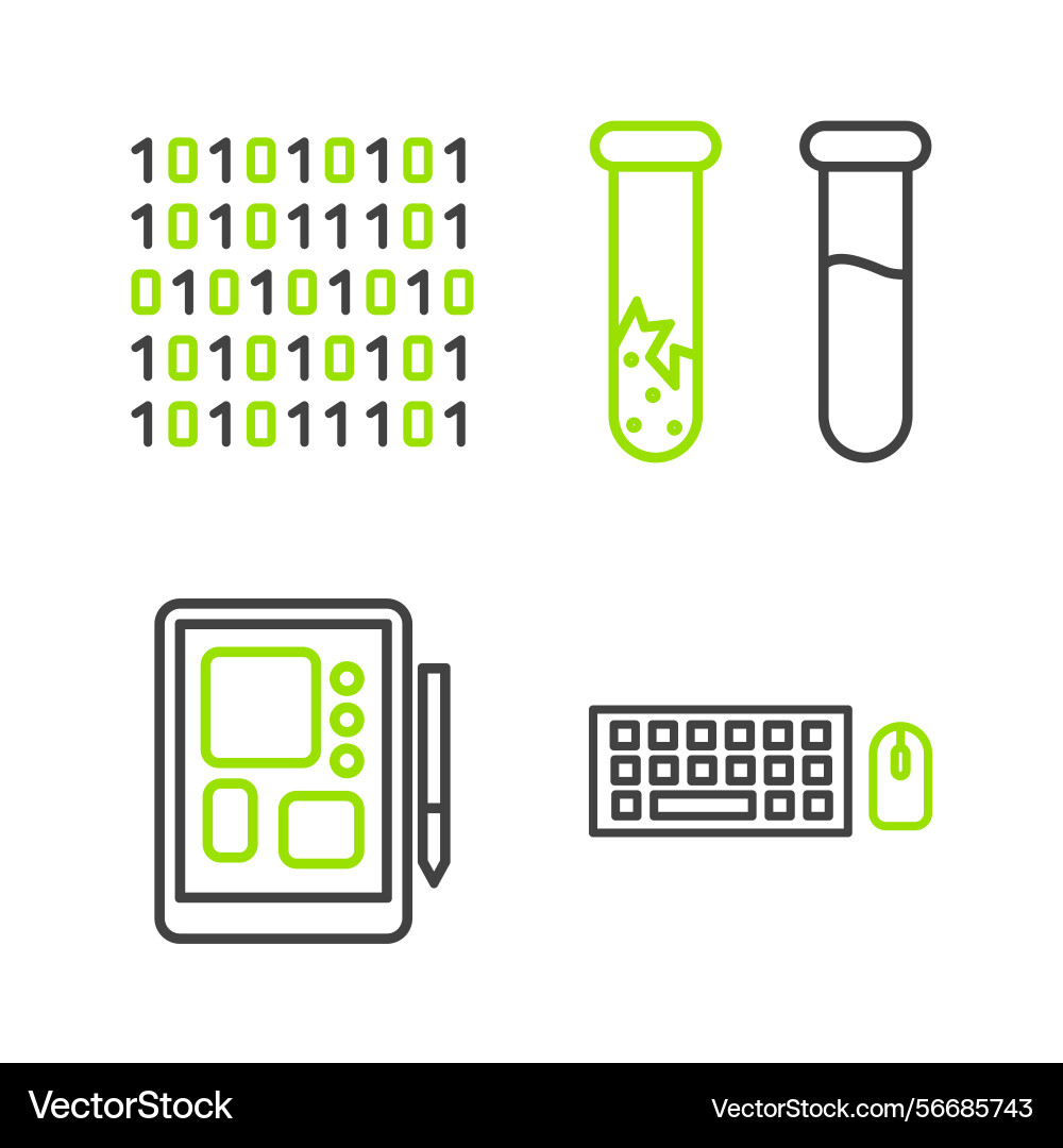 Set line keyboard and mouse graphic tablet test Set line keyboard and mouse graphic tablet test Vector Image