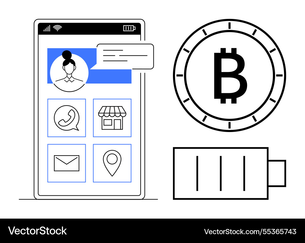 Smartphone interface with bitcoin symbol app Smartphone interface with bitcoin symbol app vector image