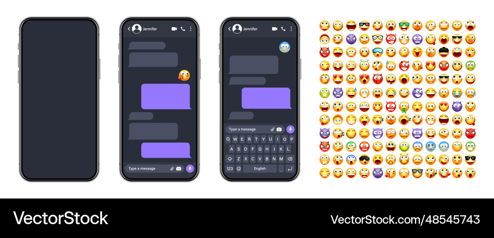 Smartphone messaging app user interface Smartphone messaging app user interface vector image