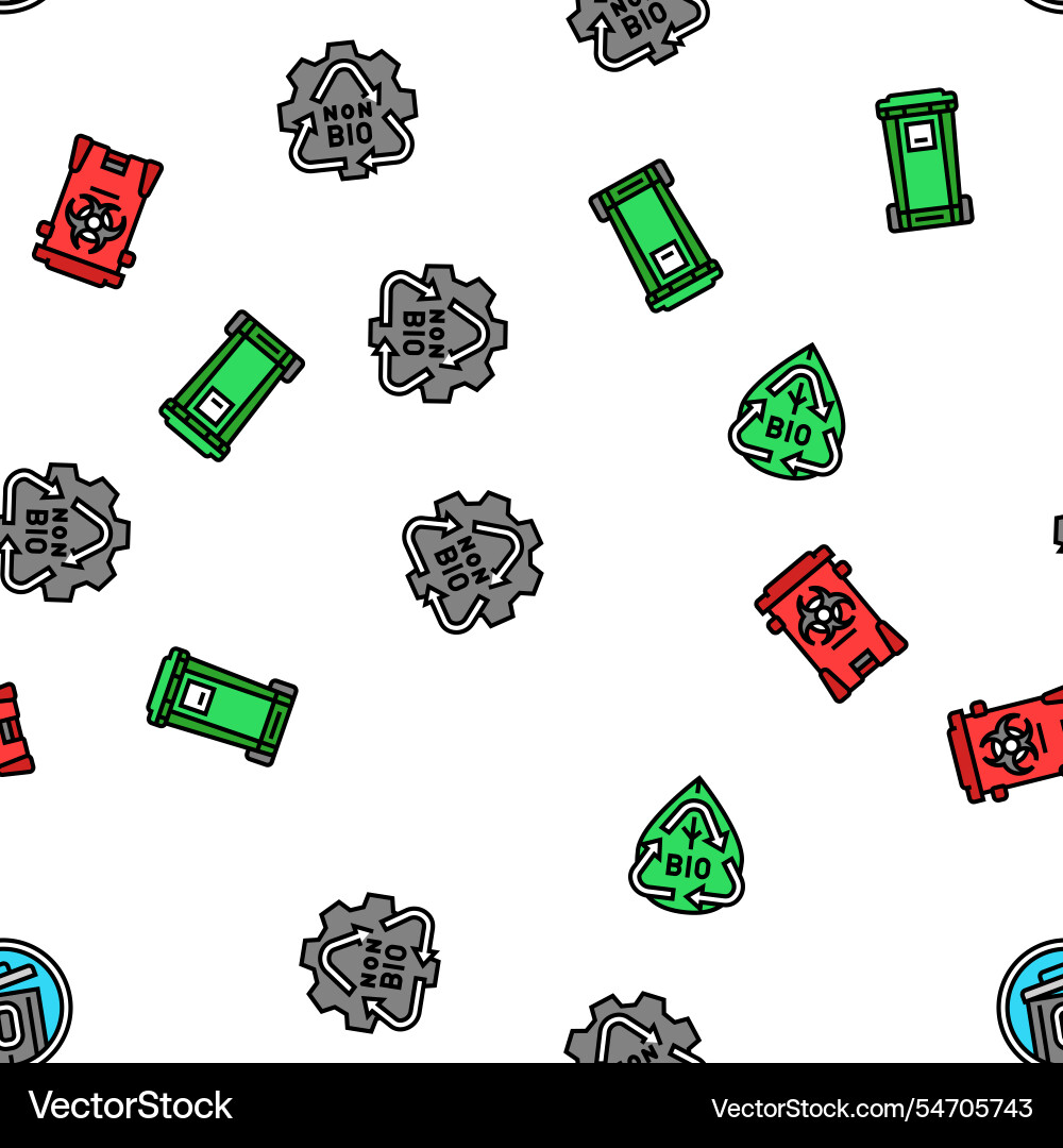 Waste sorting garbage plastic seamless pattern Waste sorting garbage plastic seamless pattern Vector Image