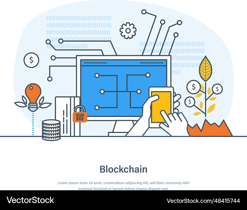 Blockchain financial technology cryptocurrency – Royalty-Free Vector |  VectorStock