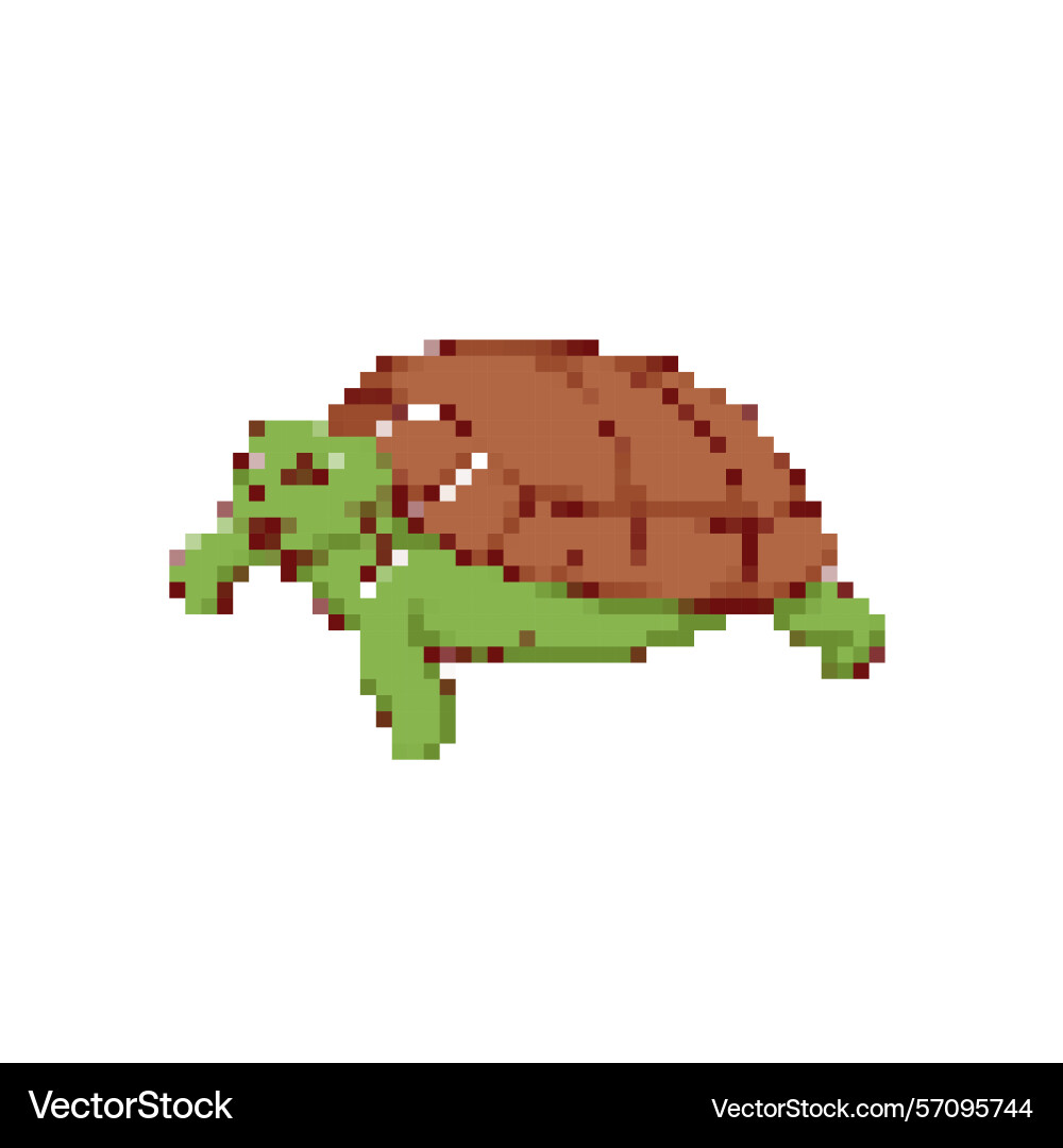 Mosaic style pixelated turtle icon with retro vector image