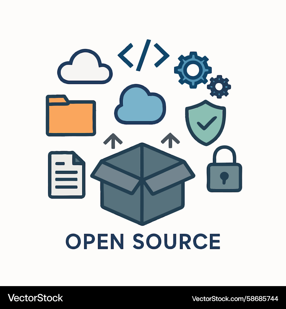 Open-source software open box icon Vector Image