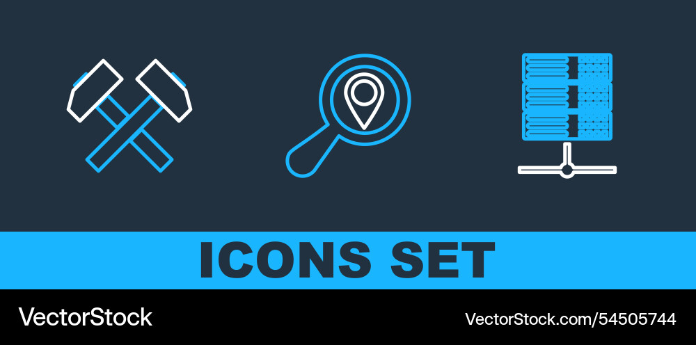 Set line server data web hosting two crossed Vector Image