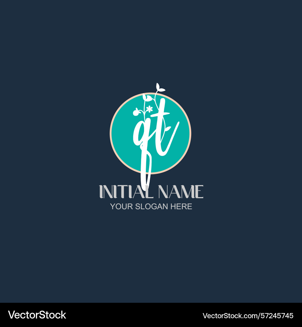 Elegant qt initial logo design with botanical Vector Image
