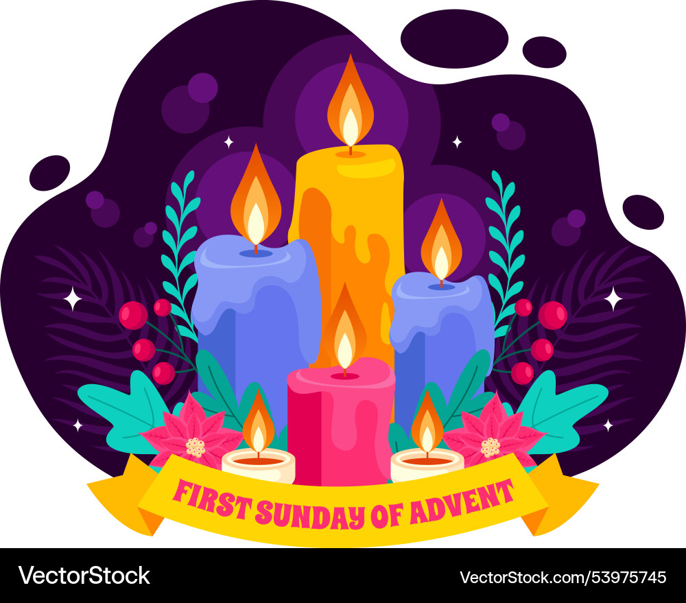 First sunday of advent or the beginning a new First sunday of advent or the beginning a new vector image