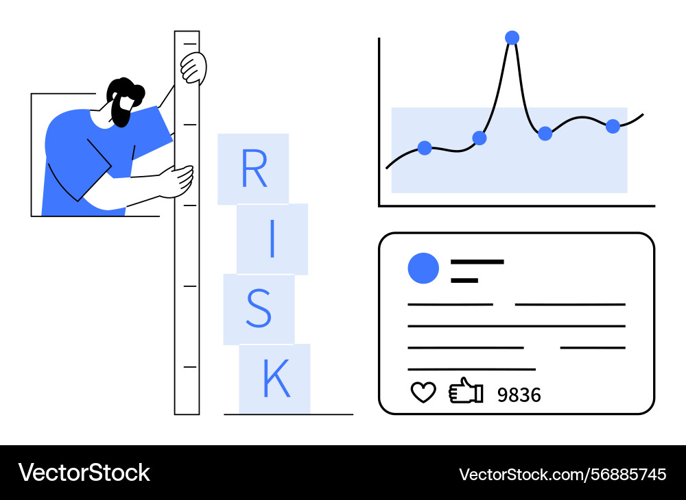 Measuring risks and data trends with visual Measuring risks and data trends with visual Vector Image